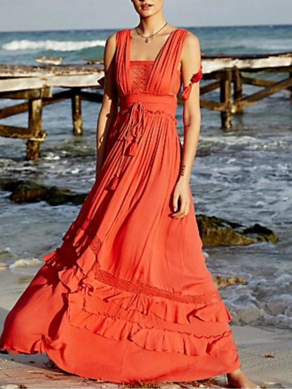 Free People Santa Maria Maxi Dress Pink Rose